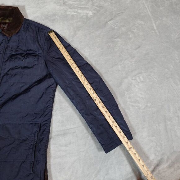 Hickey Freeman Quilted Corduroy Collar Chore Coat Jacket Mens L Preppy Blue - Picture 14 of 14